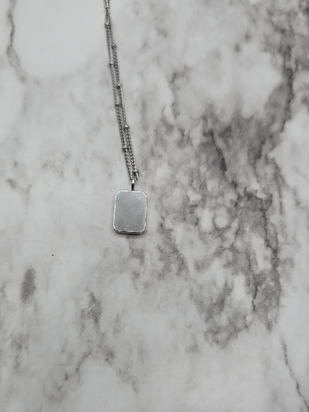 Atolea Minimal Silver Rectangle Pendant Necklace with Clear Stone - Picture 3 of 3